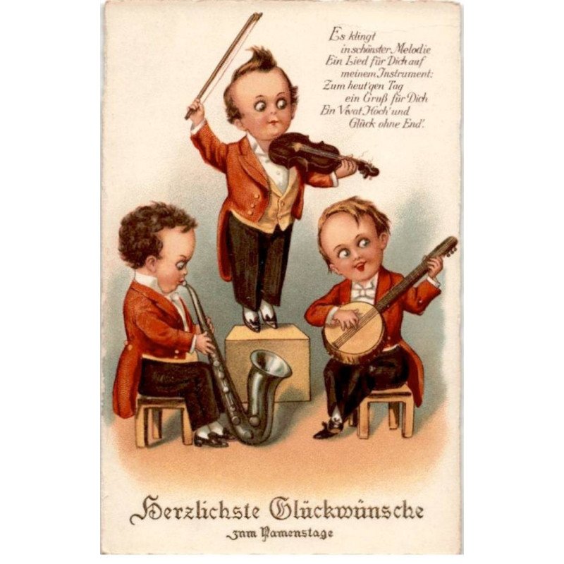 MUSIQUE: enfants musiciens, dessins - très bon état