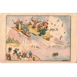 MUSIQUE: dessin comique, musiciens sur un avion - état