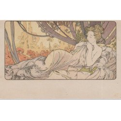 MUCHA Alphonse : lot de 2 cartes postales "Aube et Aurore" vers 1900 - bon état (légers défauts)