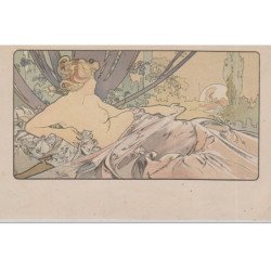 MUCHA Alphonse : lot de 2 cartes postales "Aube et Aurore" vers 1900 - bon état (légers défauts)