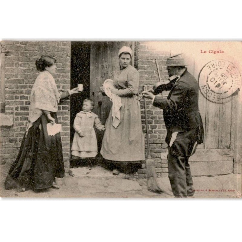 MUSIQUE: la cigale, violoniste, femme et enfant - très bon état
