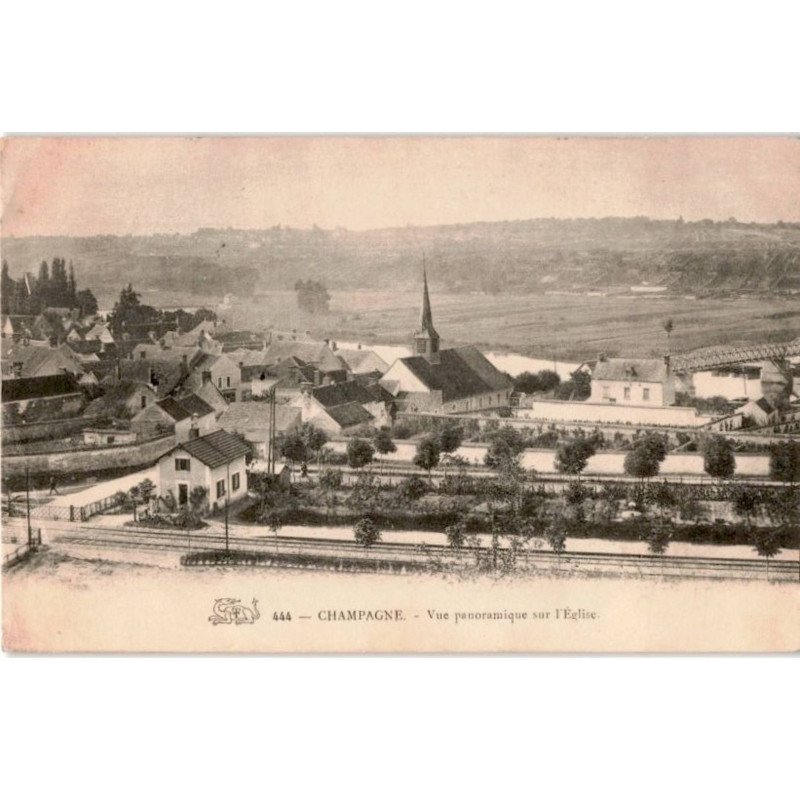 CHAMPAGNE-sur-SEINE: vue panoramique sur l'église - bon état