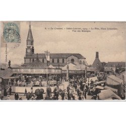 LE CREUSOT : Saint Laurent 1904 - la fête Place Schneider - Vue des Manèges - Très bon état