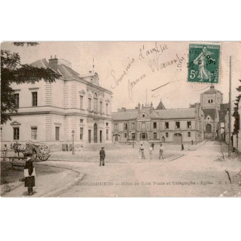 COULOMMIERS: hôtel de ville, poste et télégraphe, église - très bon état COULOMMIERS: hôtel de ville, poste et télégraphe, église - très bon état