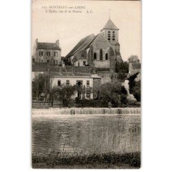 MONTIGNY-sur-LOING: l'église vue de la prairie - très bon état