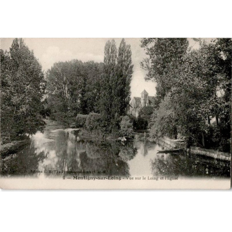 MONTIGNY-sur-LOING: vue sur le loing et l'église - très bon état