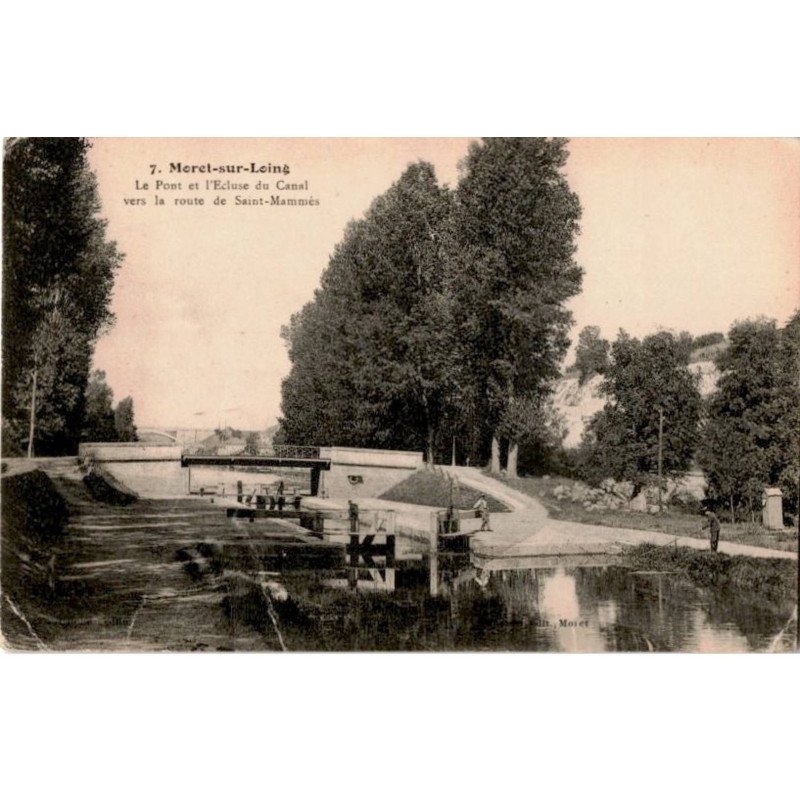 MORET-sur-LOING: le pont et l'écluse du canal vers la route de saint-mammès - état