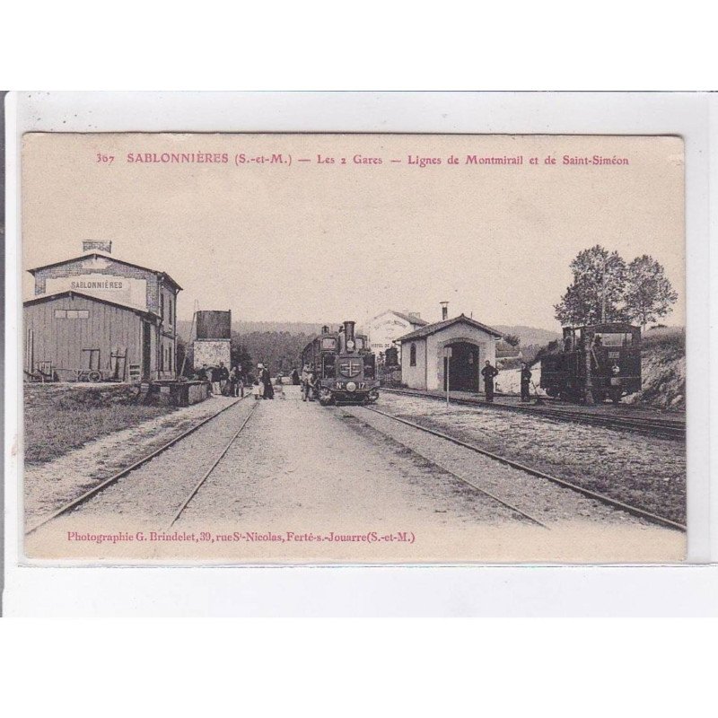 SABLONNIERES: les 2 gares, lignes de montmirail et de saint-siméon - très bon état