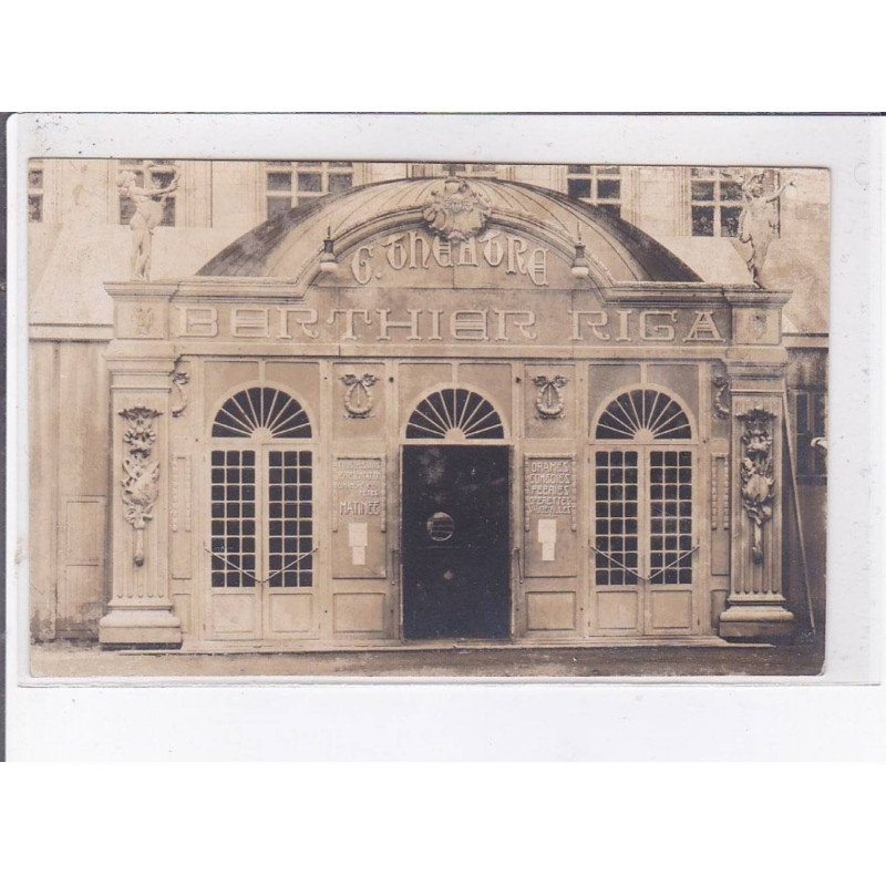 MENIL EN XAINTOIS: carte photo du grand théatre berthier et riga - très bon état