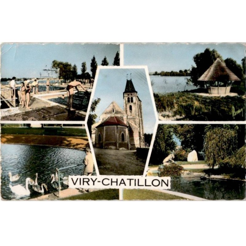 VIRY-CHATILLON: la piscine les étangs l'église le parc les cygnes - très bon état