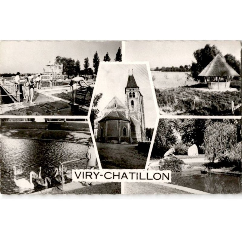 VIRY-CHATILLON: la piscine les étangs l'église le parc les cygnes - très bon état