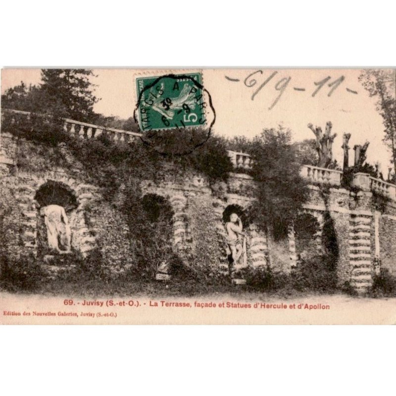 JUVISY: la terrasse, façade et statues d'hercules et d'apollon - très bon état