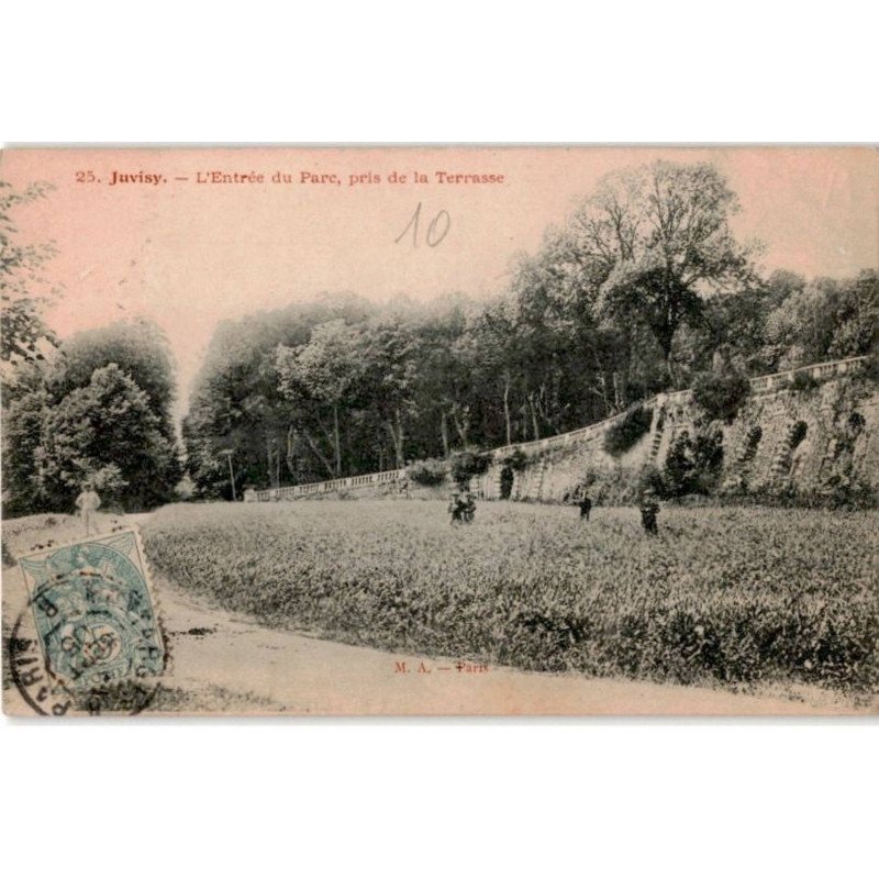 JUVISY-sur-ORGE: l'entrée du parc, pris de la terrasse - très bon état