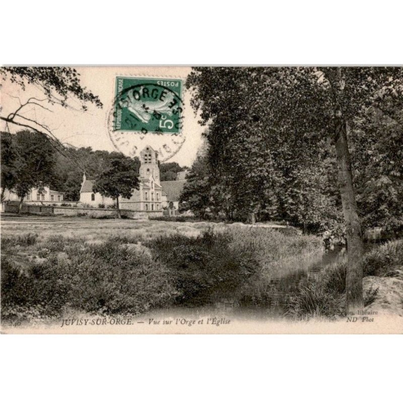 JUVISY-sur-ORGE: vue sur l'orge et l'église - très bon état