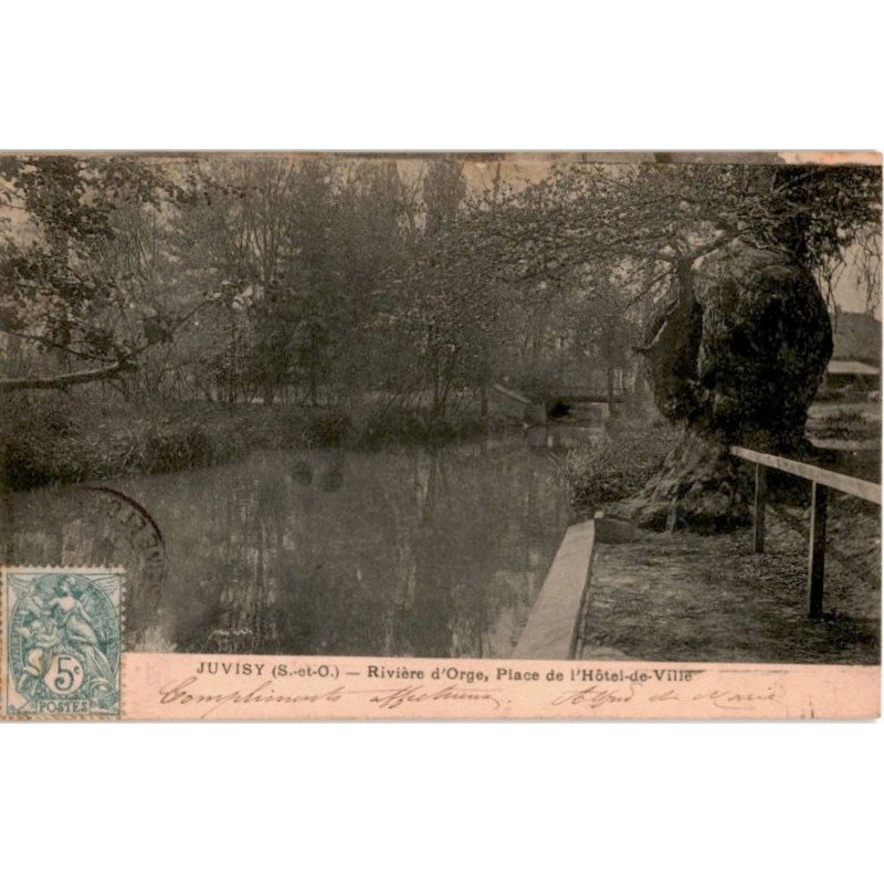JUVISY-sur-ORGE: rivière d'orge, place de l'hôtel-de-ville - très bon état