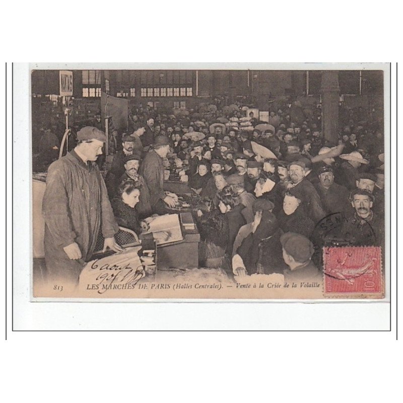 PARIS 1er : les Marchés de Paris - les Halles centrales - vente à la criée de la volaille   - très bon état