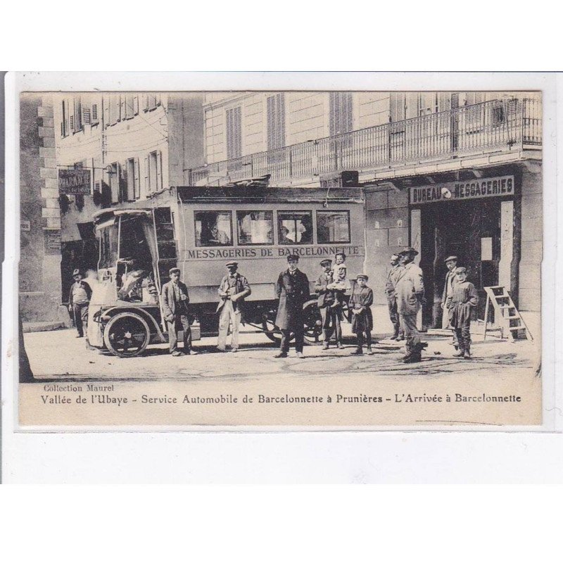 BARCELONNETTE: service automobile de barcelonnette à prunière, l'arrivée à barcelonnette, autobus - état BARCELONNETTE: service automobile de barcelonnette à prunière, l'arrivée à barcelonnette, autobus - état