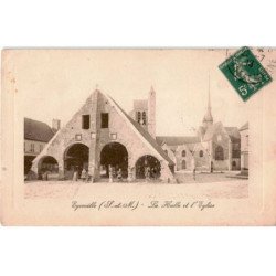 EGREVILLE: la halle et l'église - état