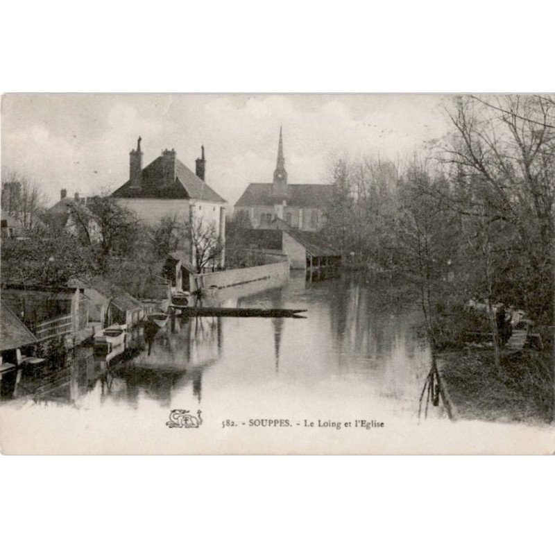 SOUPPES: le loing et l'église - très bon état