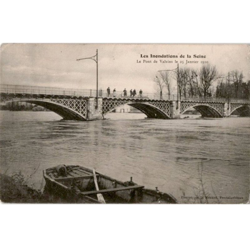 VALVINS: les inondations de la seine le pont de valvins le 25 janvier 1910 - très bon état