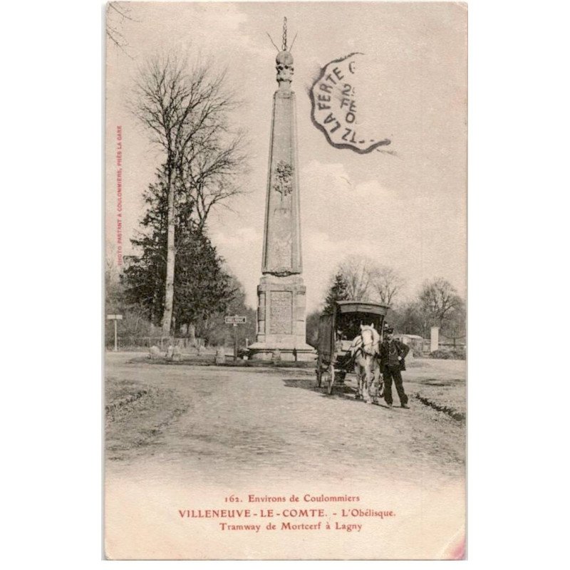 VILLENEUVE-LE-COMTE: l'obélisque tramway de mortcerf à lagny - état