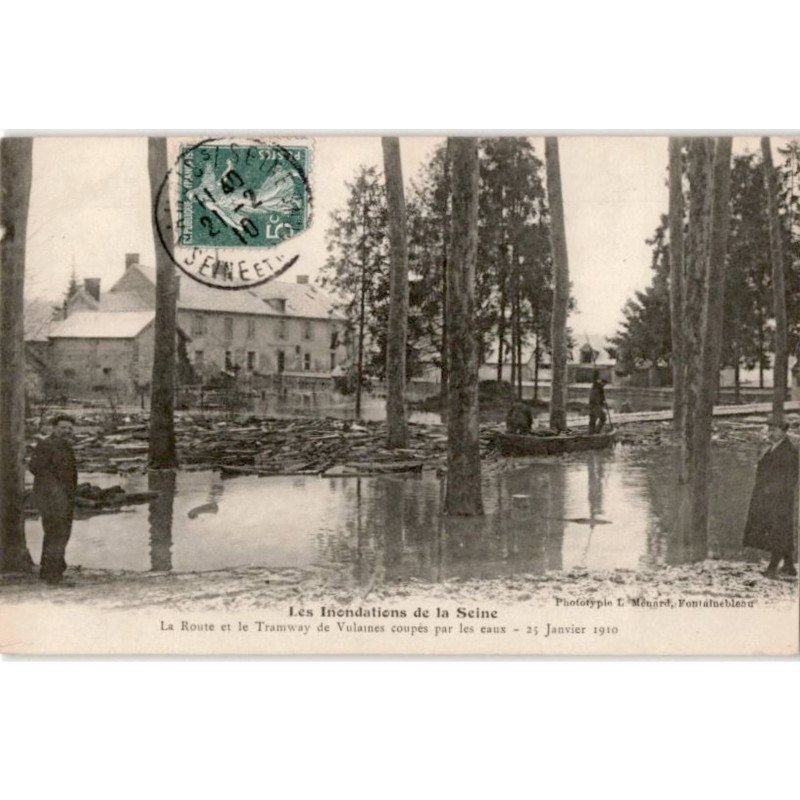 VOULX: inondation de la seine la route et le tramway de vulaines coupés par les eaux - très bon état