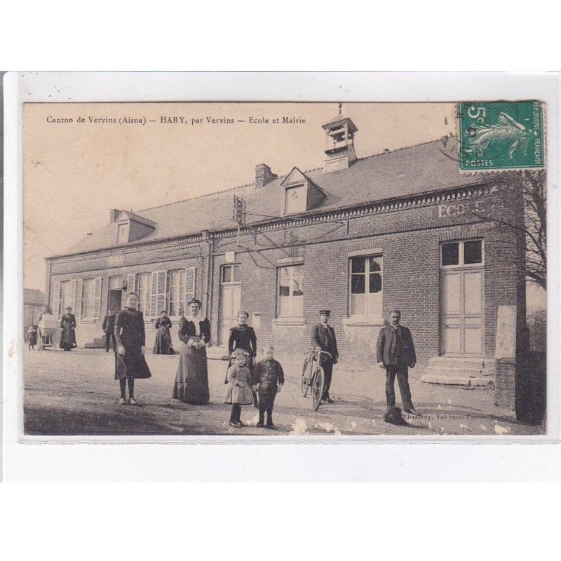 HARY: école et mairie, canton de vervins - état