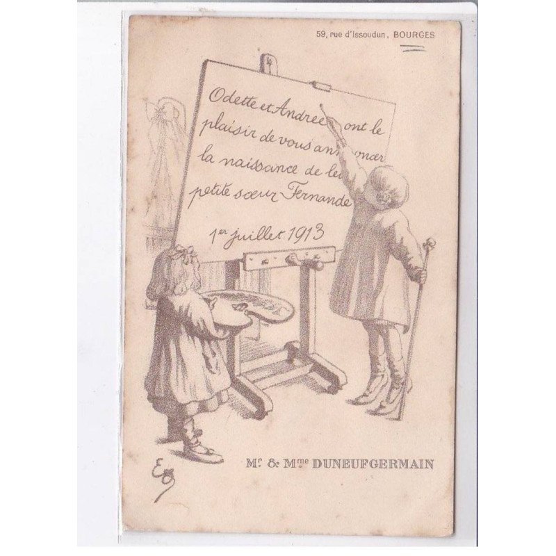 BOURGES: Odette et Andrée ont le plaisir de vous annoncer la naissance de leur petite soeur Fernande - très bon état