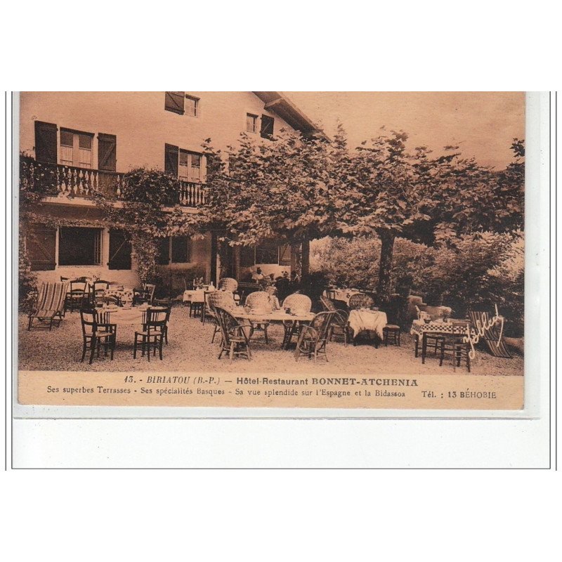 BIRIATOU - Hôtel-Restaurant Bonnet-Atchenia - très bon état