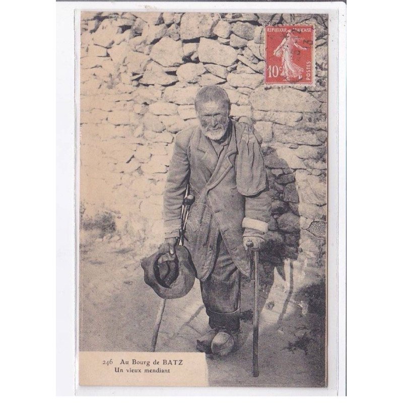 BATZ: au bourg de batz, un vieux mendiant - très bon état