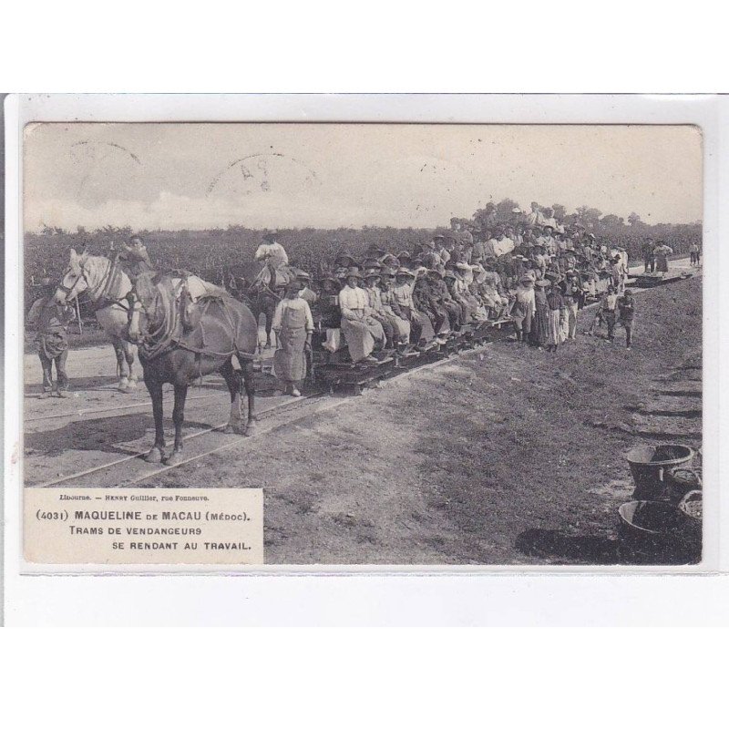 MAQUELINE de MACAU: trams de vendangeurs se rendant au travail - très bon état