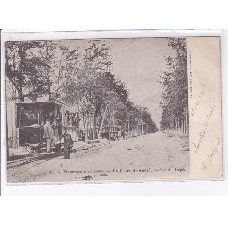 LE COURS SAINT-ANDRE: tramways électrique en face du dépôt - très bon état