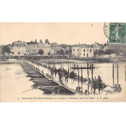 Lancement d'un Pont de Bateaux sur la Loire, à CHALONNES,  par le 6me Génie - très bon état