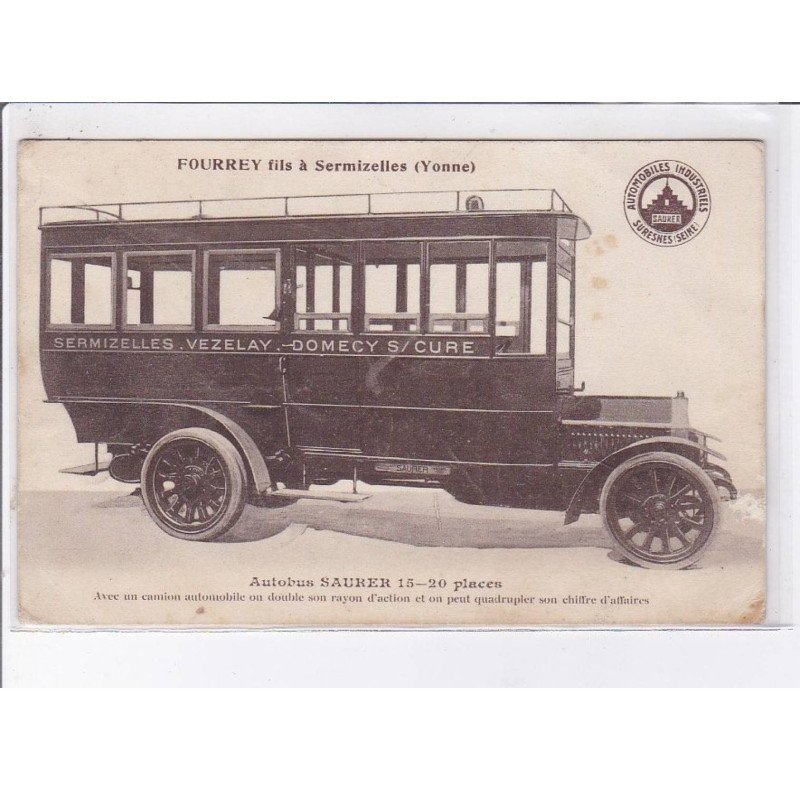 SERMIZELLES: autobus Saurer 15-20 places fourrey fils - état