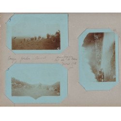 Coupe GORDON BENNET 1905 : lot de 5 cartes photos dans les pages d'album d'origine (course automobile) - très bon état