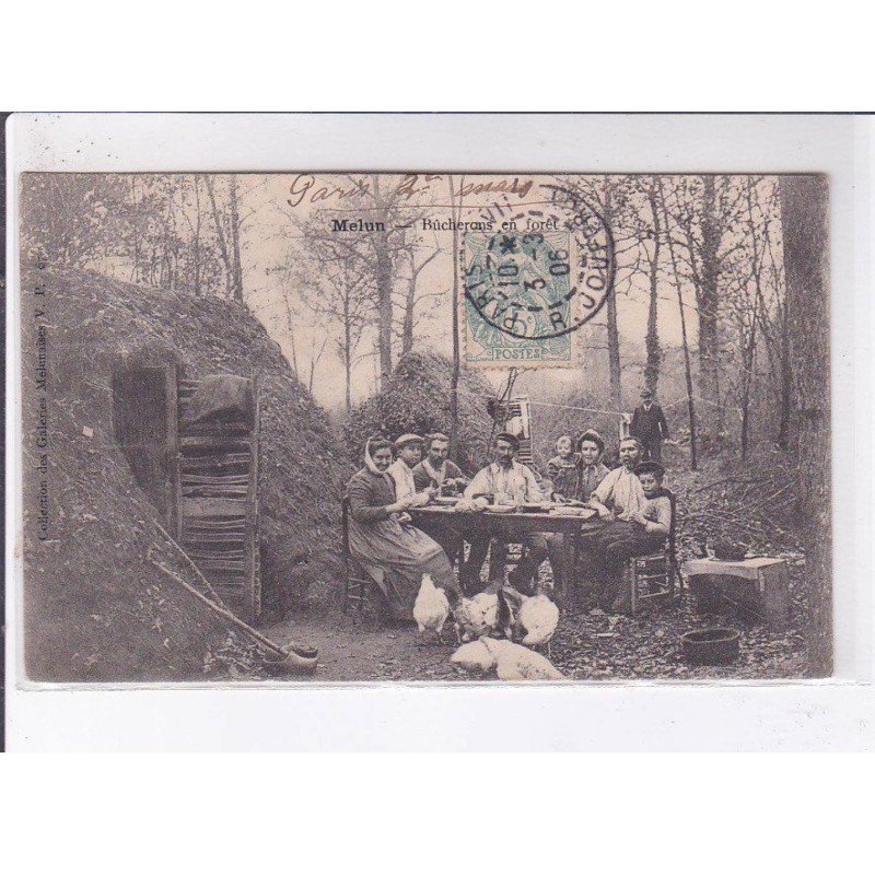 MELUN: bûcheron en forêt - très bon état