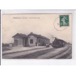 EGREVILLE: la gare arrivée d'un train - très bon état