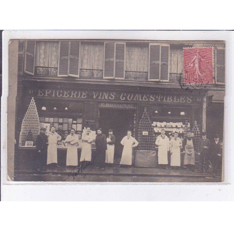 SAINT-DENIS: 91 rue de paris, épicerie vins comestibles "Bonhomme" - très bon état SAINT-DENIS: 91 rue de paris, épicerie vins comestibles "Bonhomme" - très bon état