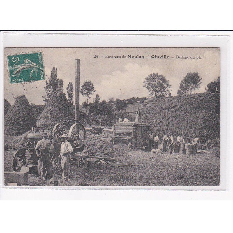 OINVILLE - Environs de Meulan - Battage du blé - très bon état