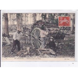 EN SOLOGNE: bûcherons dans une vente, rare en couleur - très bon état