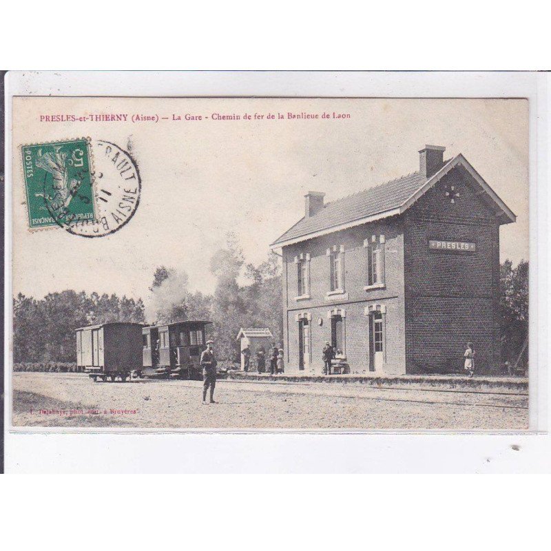 PRESLES-en-THIERRY: la gare, chemin de fer de la banlieur de laon - très bon état