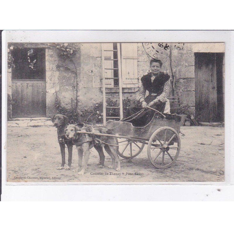 THENAY: courrier de thenay, pont levoy, voiture à chien - très bon état