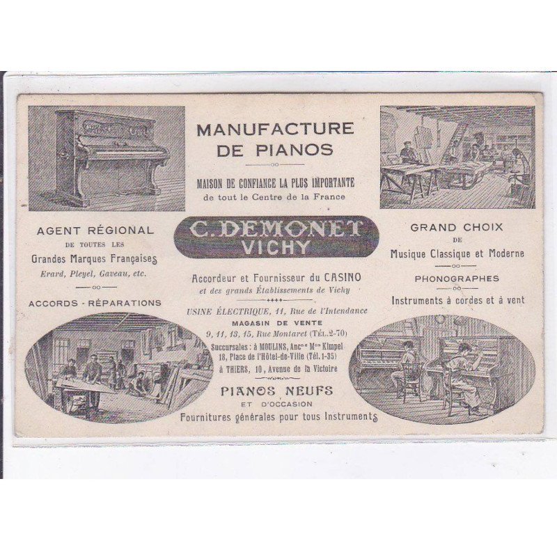 VICHY: manufacture de pianos C. Demonet, publicité - très bon état
