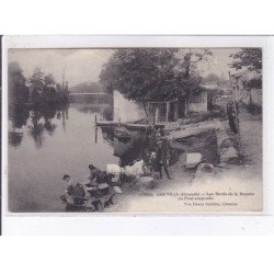 COUTRAS: les bords de la dronne au pont suspendu, laveuses - très bon état