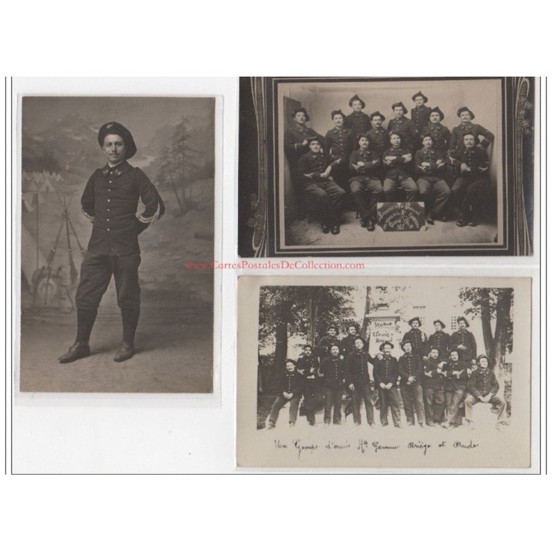 EMBRUN : lot de 3 cartes photos de chasseurs alpins en 1909 - très bon état
