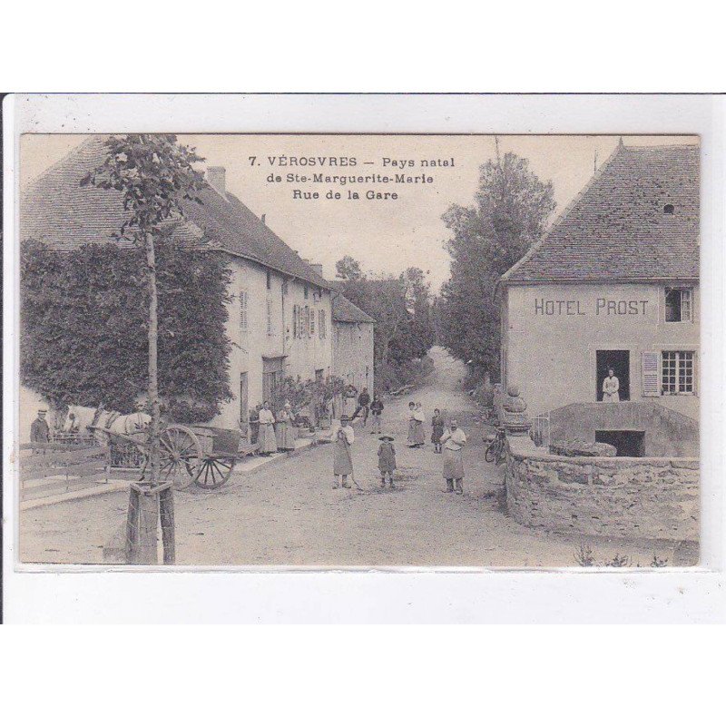 VEROSVRES: pays natal de sainte-marguerite-marie rue de la gare, hôtel prost - très bon état
