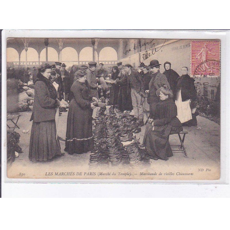 PARIS: 75003les marchés de paris, marchands de vieilles chaussures - état
