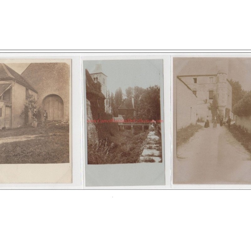GILLY SUR OUCHE : lot de 3 cartes photo du chateau vers 1905 - très bon état
