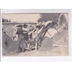PARIS: les p'tits métiers de paris sur les berges préparation du sable - état
