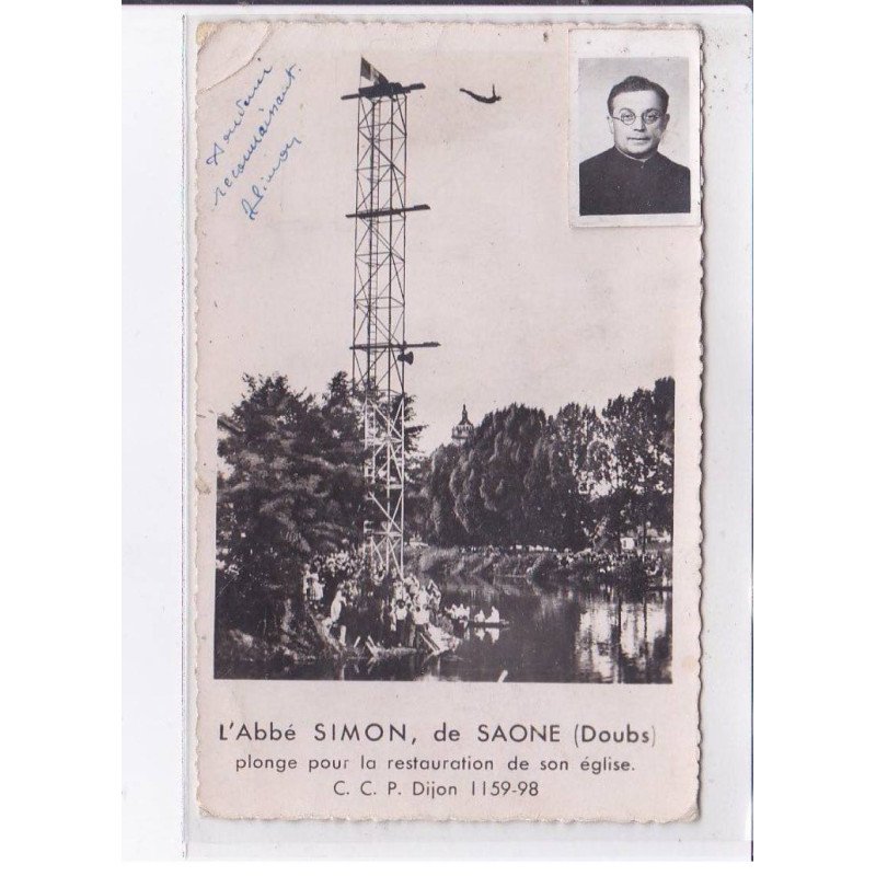 DOLE: autographe départ du saut de l'abbé volant, abbé Simon - état DOLE: autographe départ du saut de l'abbé volant, abbé Simon - état